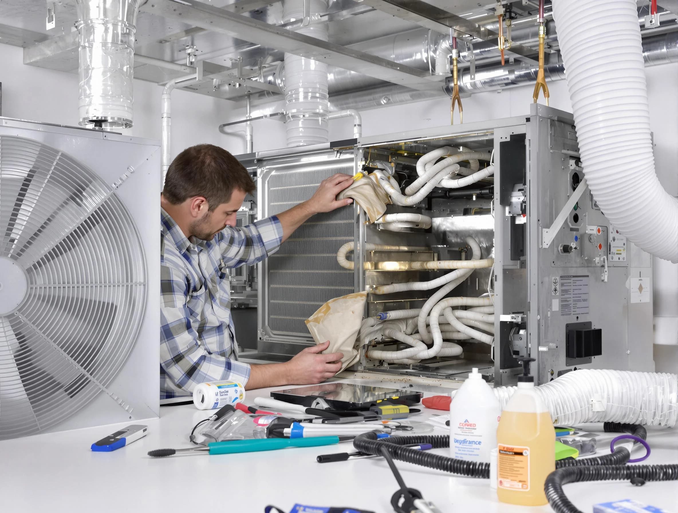 Highland Lakes Air Duct Cleaning specialist performing precision AC coil cleaning in Highland Lakes