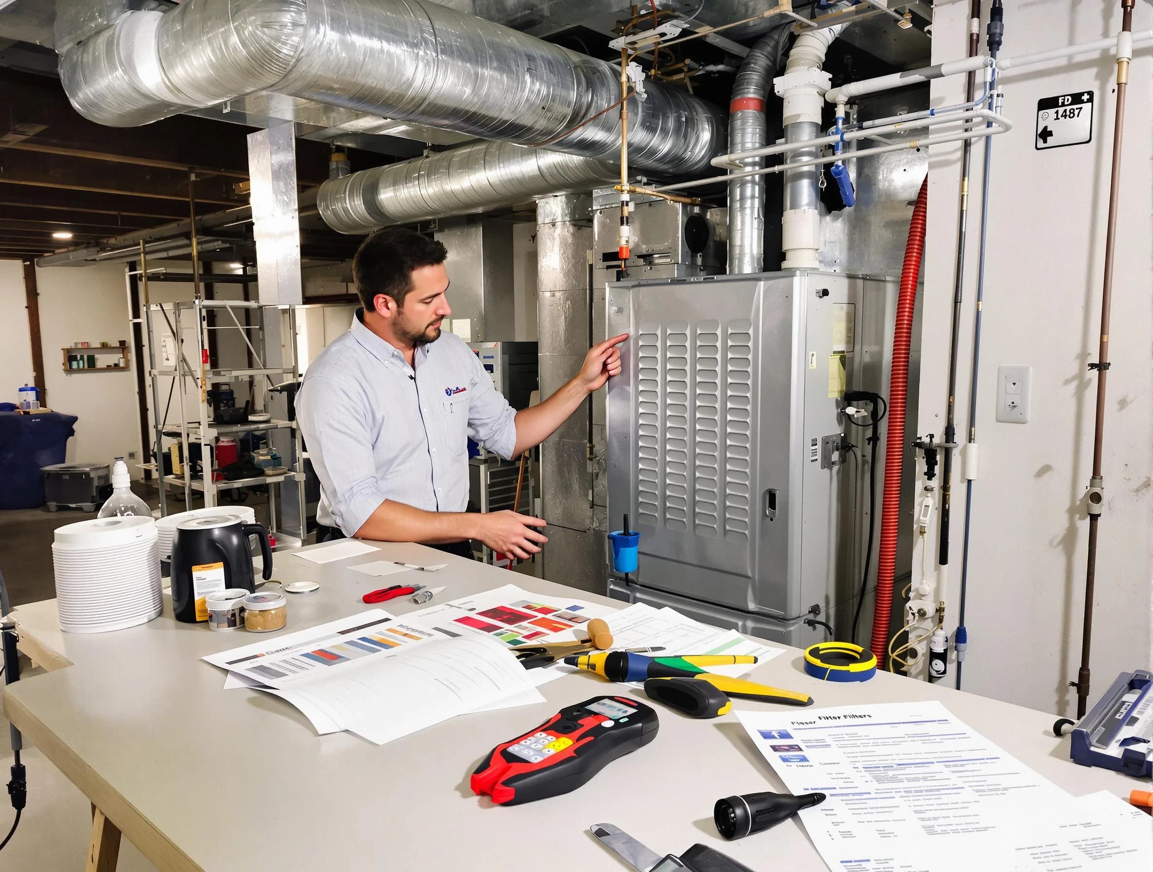 Highland Lakes Air Duct Cleaning inspector conducting detailed filter system evaluation using professional diagnostic tools in Highland Lakes