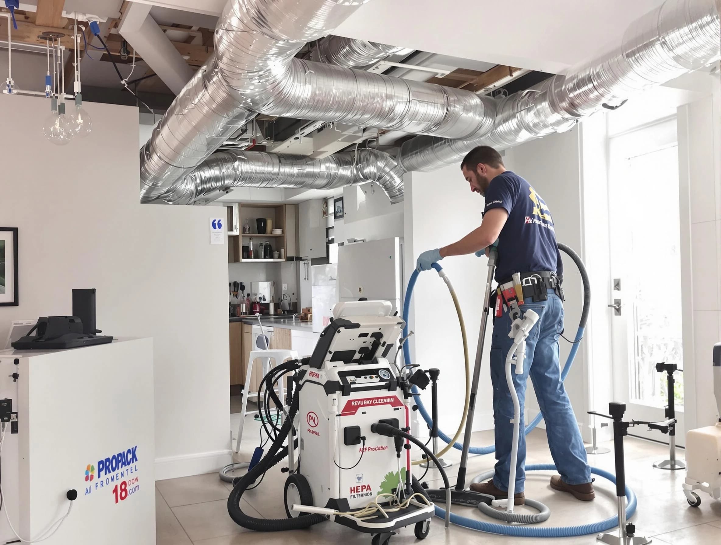 Highland Lakes Air Duct Cleaning technician performing advanced pure duct cleaning with specialized equipment in Highland Lakes