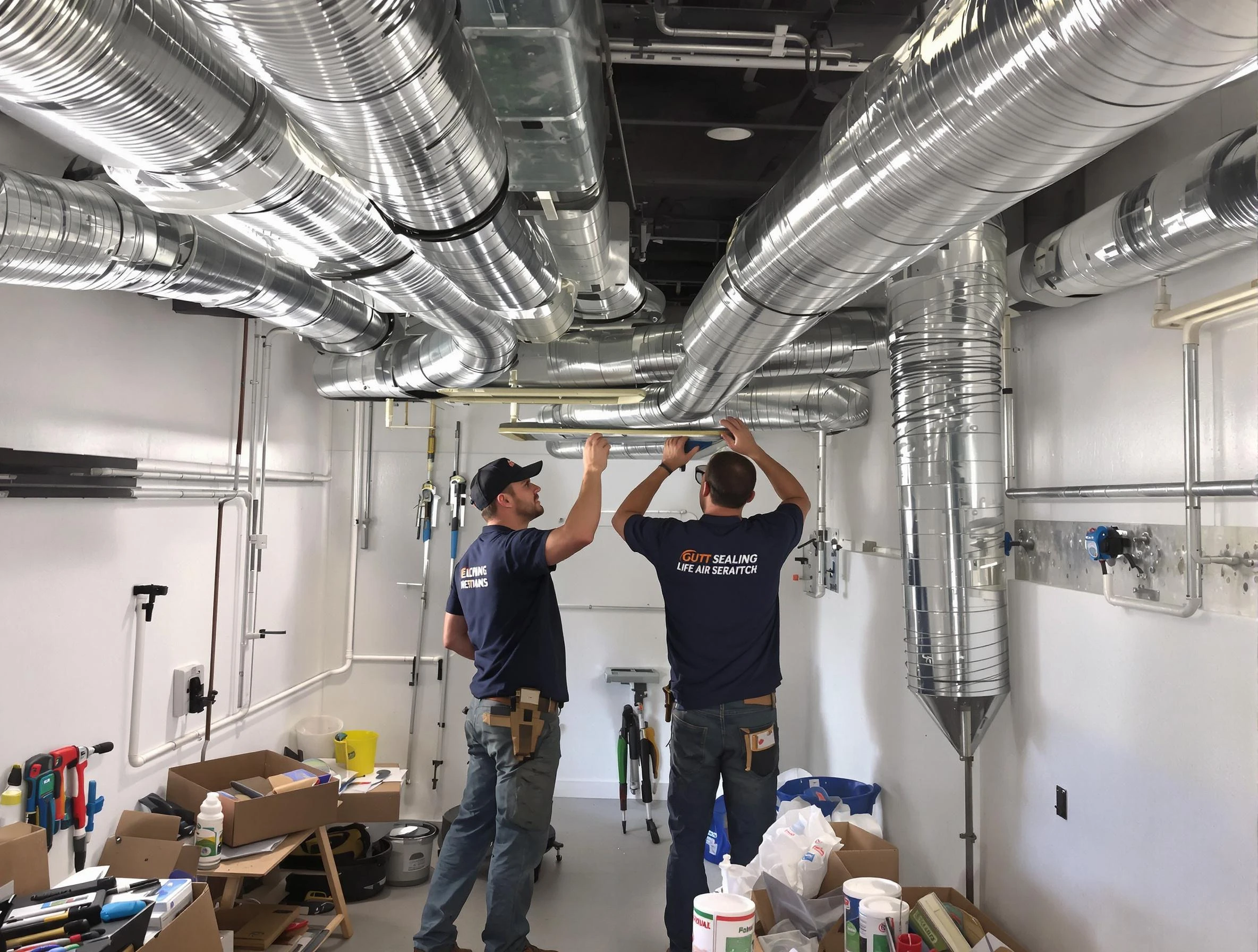 Highland Lakes Air Duct Cleaning technician applying professional duct sealing solutions in Highland Lakes