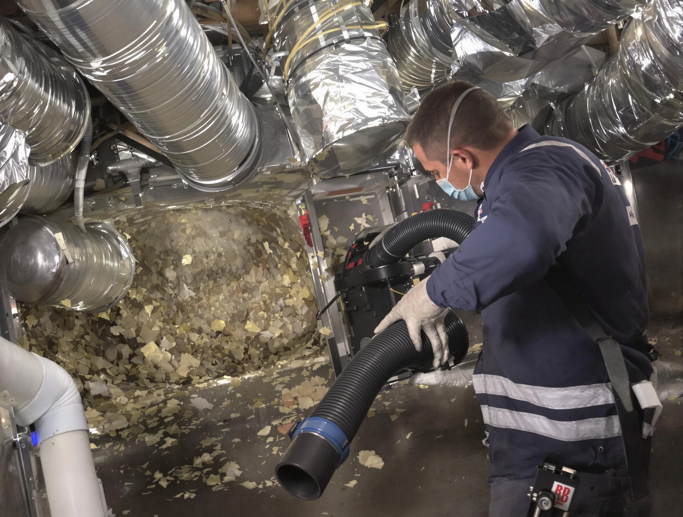 Highland Lakes Air Duct Cleaning specialist operating negative pressure cleaning equipment for thorough duct maintenance in Highland Lakes