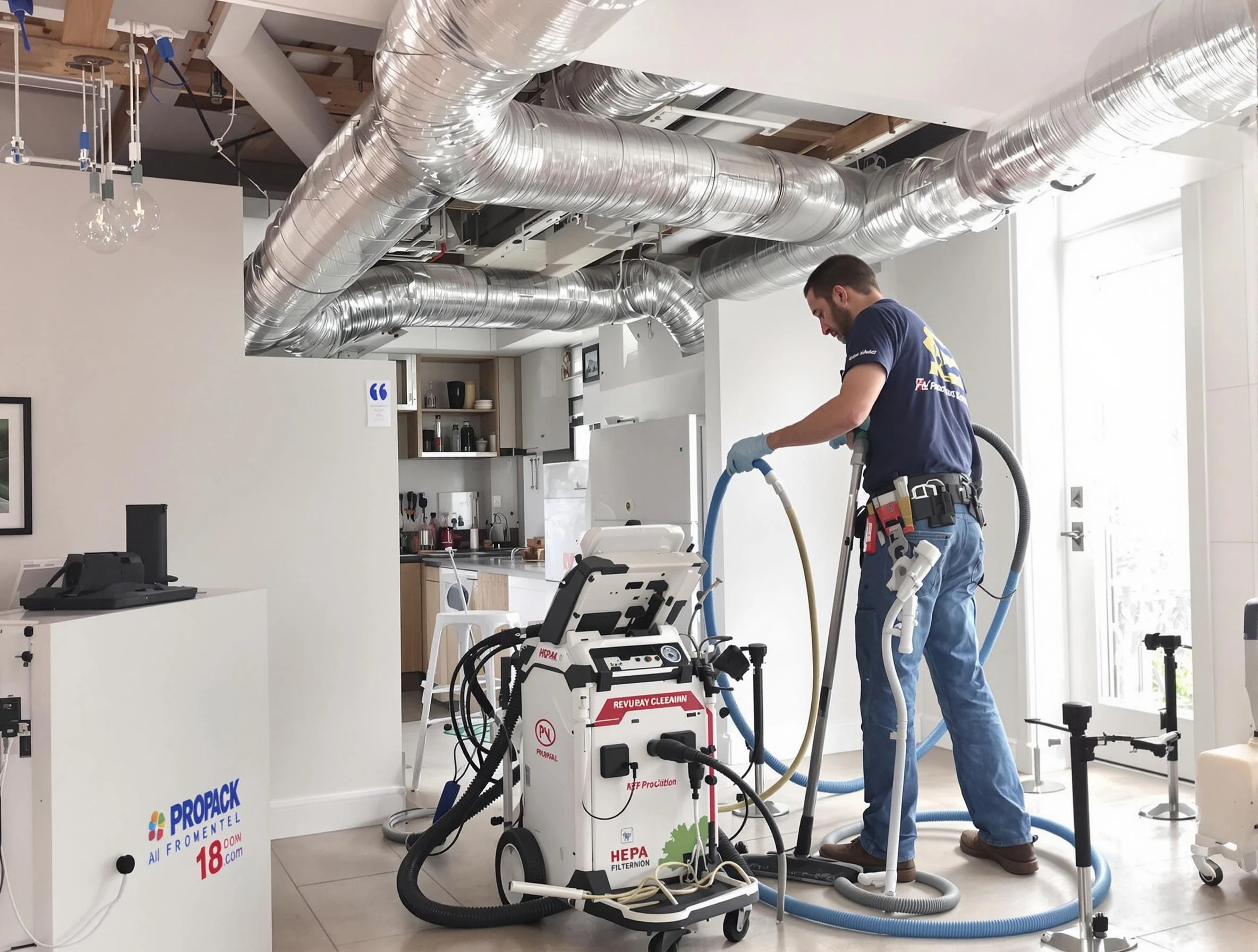 Highland Lakes Air Duct Cleaning technician performing advanced pure duct cleaning with specialized equipment in Highland Lakes